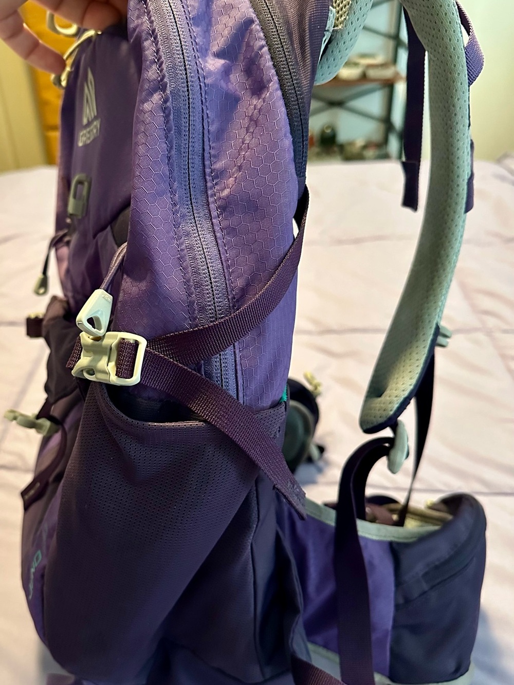 Gregory purple daypack with teal logo accents - Picture 9 of 14